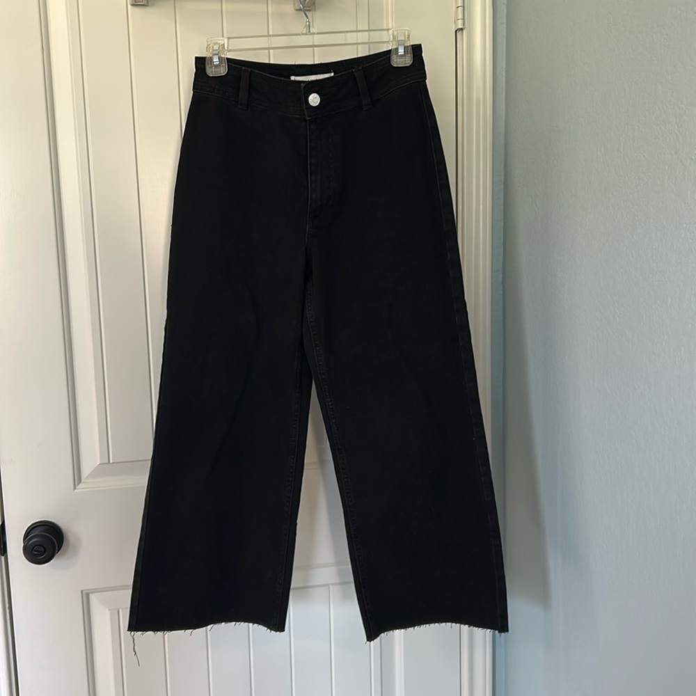 Mango Catherin culotte high-rise black denim jeans Size US 4 / EUR 36